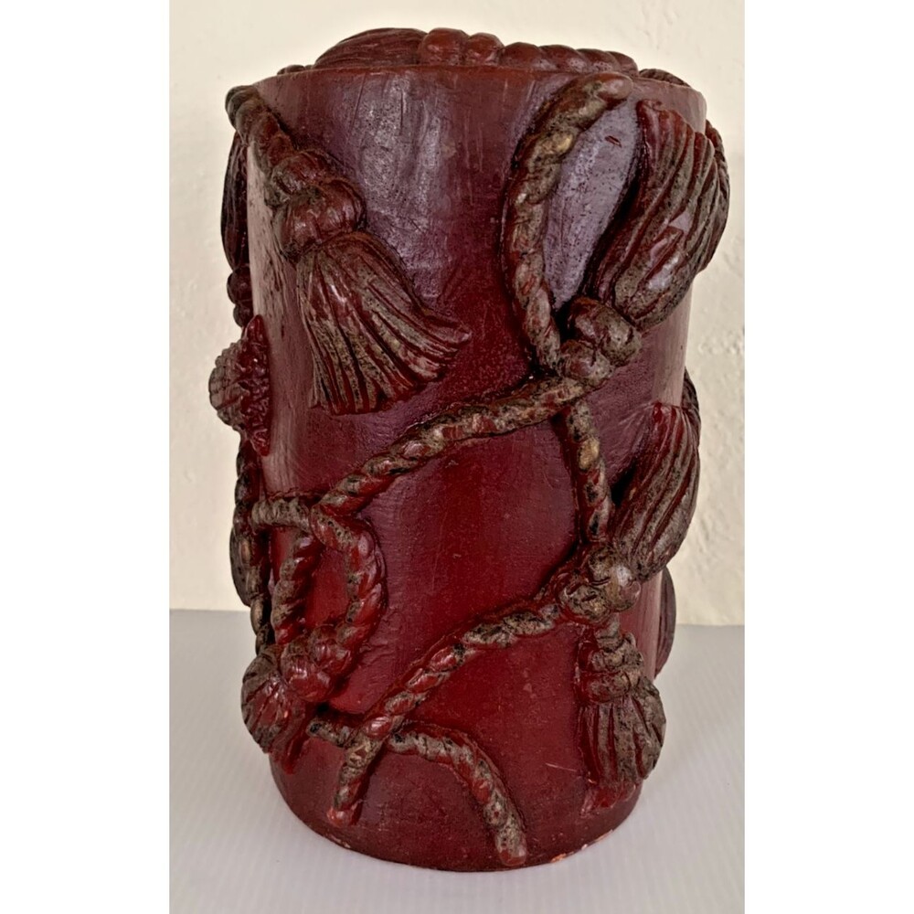 Vintage Lava Candles Large 3D Sculpted Red Pillar Candle Hollywood Regency Decor
